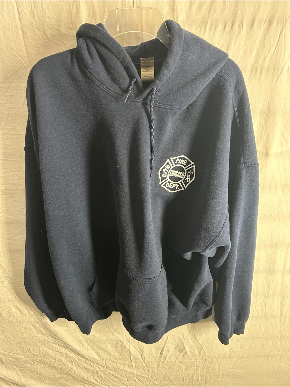 Gildan Navy Blue Chicago Fire Dept. Pullover Hoodie